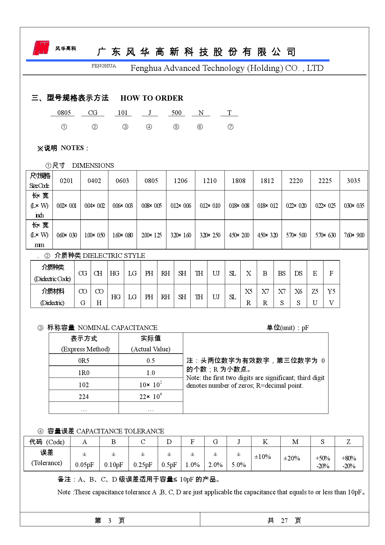 风华电容型号对照表